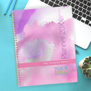 Agenda Seu logotipo/nome da empresa/ano/cor de água rosa