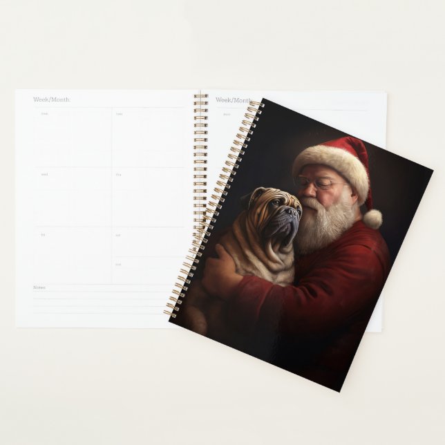 Agenda Shar Pei Com Papai Noel Natal Festivo (Exibição)