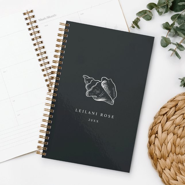 Agenda Shell de Conch Silver Elegante Personalizado (Criador carregado)