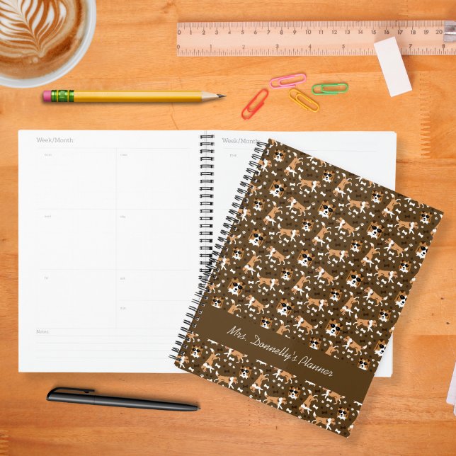 Agenda Shelties Shetland Sheepdog Pattern Brown Planner (Shetland Sheepdog Shelties Pattern weekly monthly planner in brown)