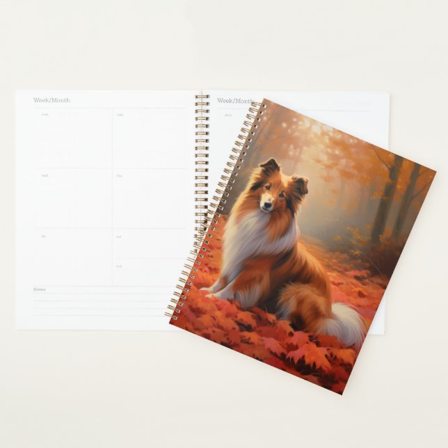 Agenda Shetland Sheepdog no outono deixa cair inspiração (Exibição)