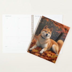 Agenda Shib Inu no Outono Folhas Caem Inspirar