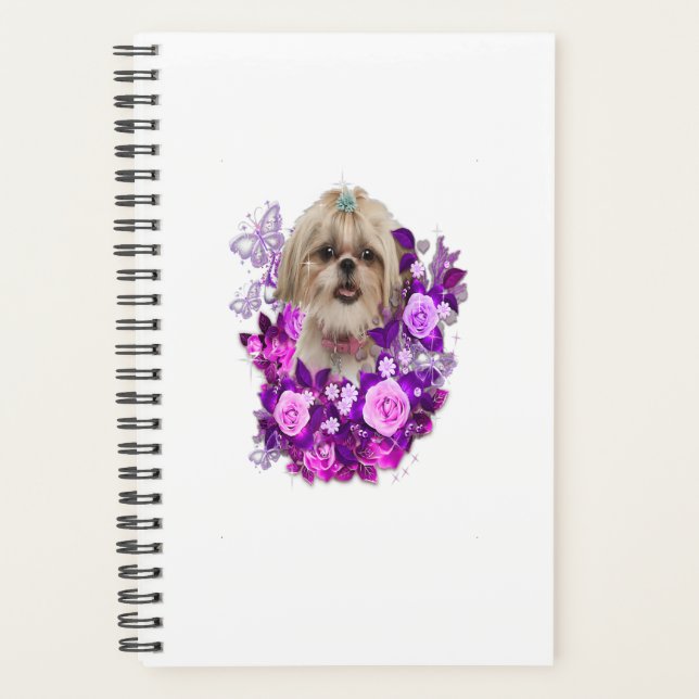 Agenda Shih Tzu Dog Purple Rose Flower Floral Gift (Frente)
