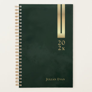 Agenda Shiny Vintage Dark Emerald Verde e Dourado Não Dat