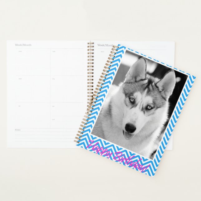 Agenda Siberian Husky Dog Blue Happy Birday (Exibição)