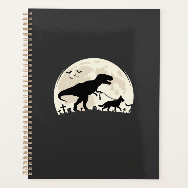 Agenda Silhueta da Lua do Dinossauro de Halloween do Past (Frente)