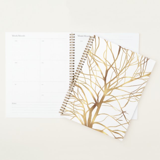 Agenda Silhueta de Árvore Dourada Moderna Design Minimali (Exibição)