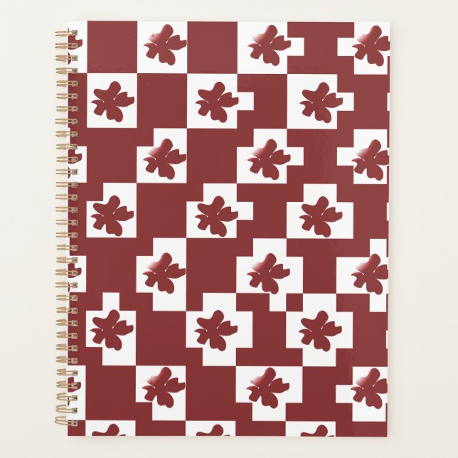 Agenda Silhueta de flores em padrão. (Frente)