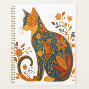 Agenda Silhueta de Gato Floral � Botânica Vintage Colorid
