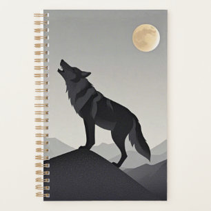 Agenda Silhueta de lobo-espada minimalista uivando