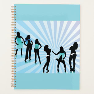 Agenda Silhuetas de Mulheres Elegantes Azul Teal Moda