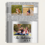 Agenda Silver da família de fotos de caligrafia minimalis<br><div class="desc">Este design pode ser personalizado na área fornecida pela alteração da foto e/ou do texto. Ou pode ser personalizado clicando em Personalizar este Modelo e, em seguida, escolhendo o clique para personalizar mais a opção e excluir ou alterar a cor do plano de fundo, adicionar texto, alterar a cor ou...</div>