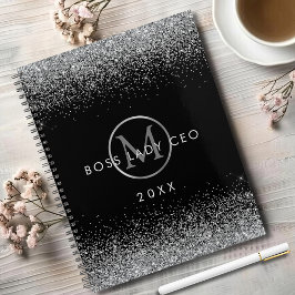 Agenda Silver Glitter Boss Lady CEO Monograma