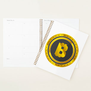 Agenda Símbolo Bitcoin Dourado Moeda Digital