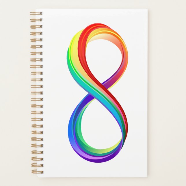 Agenda Símbolo de Infinidade Arco-Íris em Camadas (Frente)