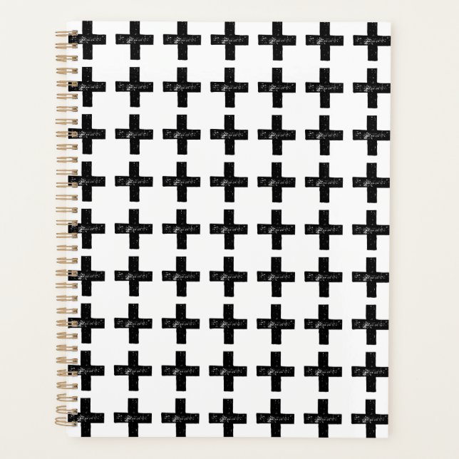 Agenda Símbolo matemático preto e branco "Plus" - Lino Cu (Frente)