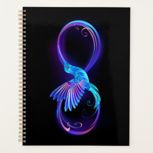 Agenda Símbolo Neon Infinity com Hummingbird brilhante