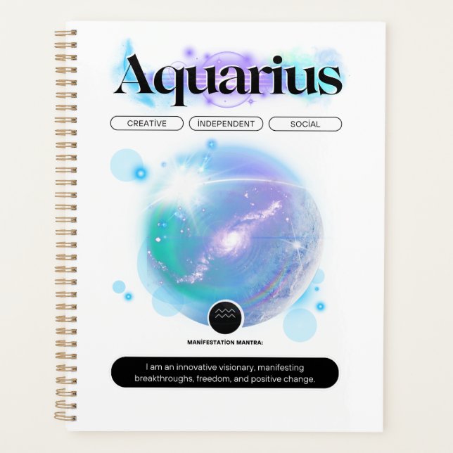 Agenda Símbolo Zodiano Moderno Aquarius Citar Elemento de (Frente)