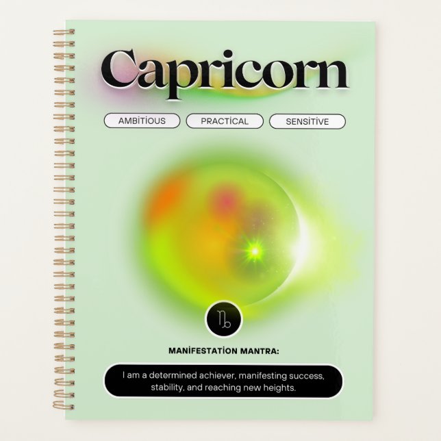 Agenda Símbolo Zodiano Moderno Capricórnio Citação Elemen (Frente)