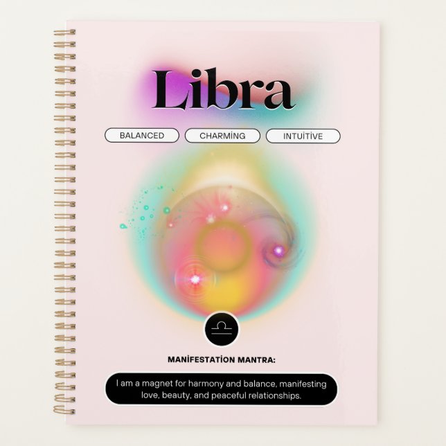 Agenda Símbolo Zodiano Moderno Libra Cita Elemento Aéreo (Frente)