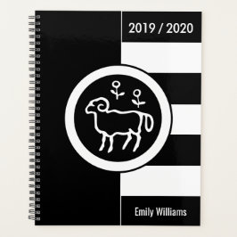 Agenda Símbolo Zodiano Personalizado Foca Preto e Branco
