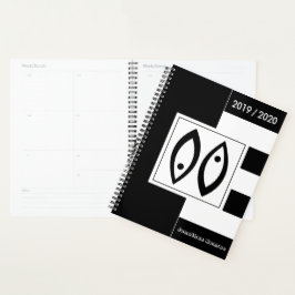 Agenda Símbolo Zodiano Personalizado Peixes Preto e Branc