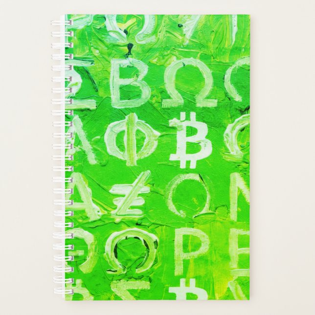 Agenda Símbolos de Bitcoin (Lucro Brilhante Verde - 7) (Frente)