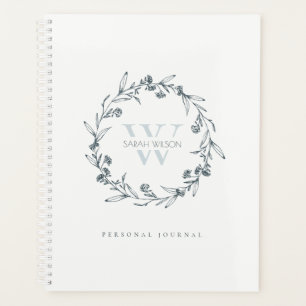 Agenda Simples Floral Laurel Wreath Monograma