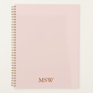 Agenda Simples iniciais de monograma personalizado cor-de