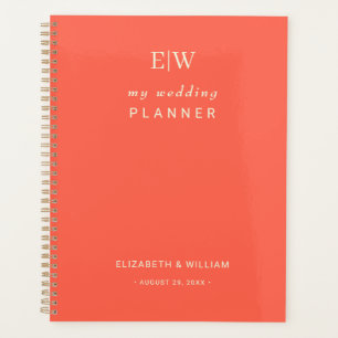 Agenda Simples Neon Flare Elegante com Casamento Monogram