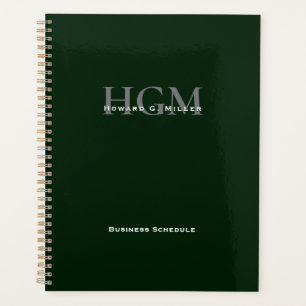 Agenda Simples profissional Prata Verde 3 - Monograma