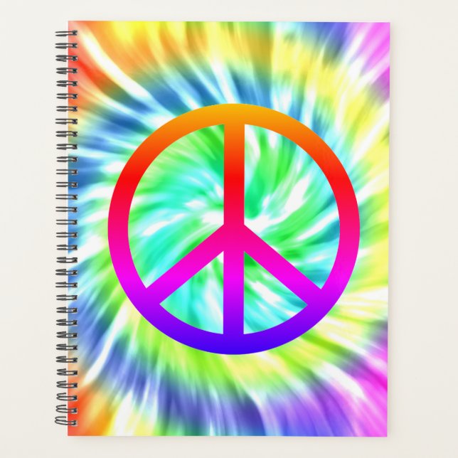 Agenda Sinal de Paz Tie Dye Spiral Semanal/Mensalmente Pl (Frente)