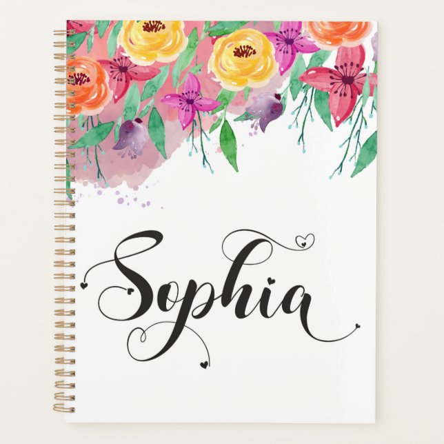 Agenda Sinal de Sophia floral Calliografia Baby (Frente)