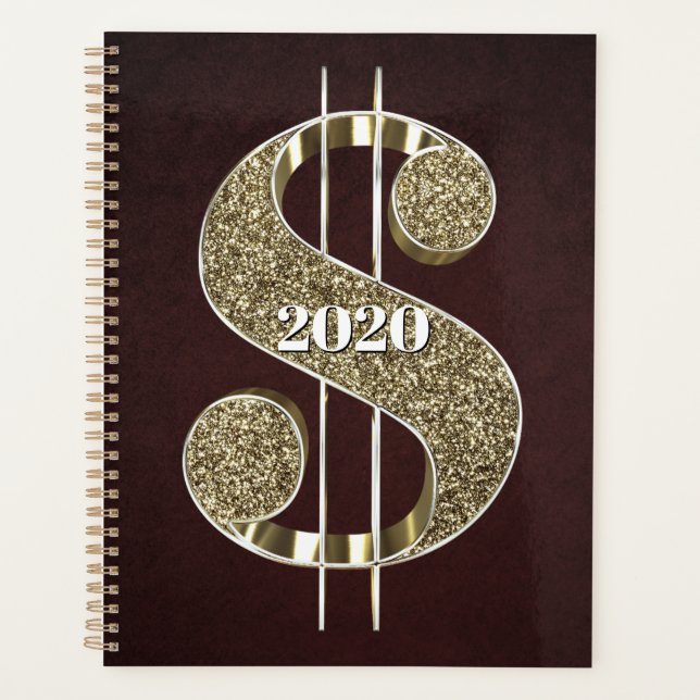 Agenda Sinal Dourado de Dólar Personalizado (Frente)