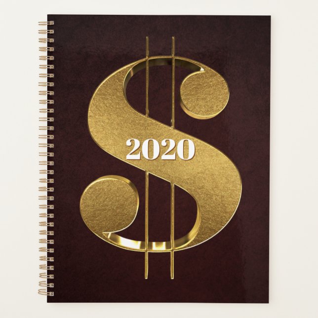 Agenda Sinal Dourado de Dólar Personalizado (Frente)
