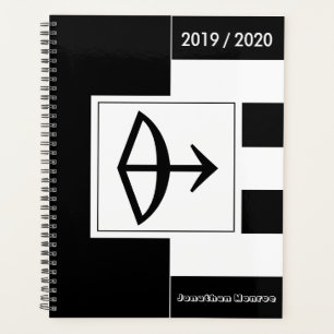 Agenda Sinal Zodiac de Ano Personalizado Sagitário Preto