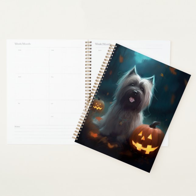 Agenda Skye Terrier de Halloween com Abóboras Assustadora (Exibição)