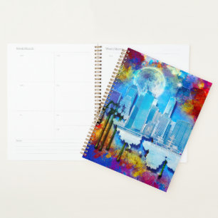 Agenda SlipperyJoe NYC grafite lua cercada por nuvens dra