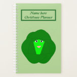 Agenda Smelly Christmas Bruxelles Sprout Personalizado<br><div class="desc">Este planejador espetacular apresenta um desenho fofo de um broche verde com grandes olhos e um sorriso. Tem folhas verdes escuras ao redor do exterior e uma dentro verde-paler.</div>