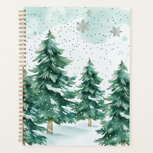Agenda Snowfall Whispers – Winter Forest Notebook (Frente)