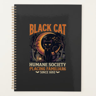 Agenda Sociedade Humana Black Cat Halloween Crescente Lua