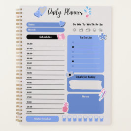 Agenda Soft Blue Daily Planner with Mood & Water Track
