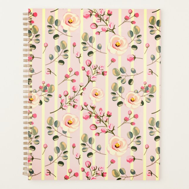 Agenda Soft Pink Floral Stripe Pattern (Frente)