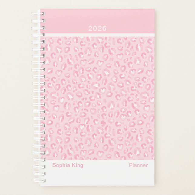 Agenda Soft Pink Leopard Modern (Frente)