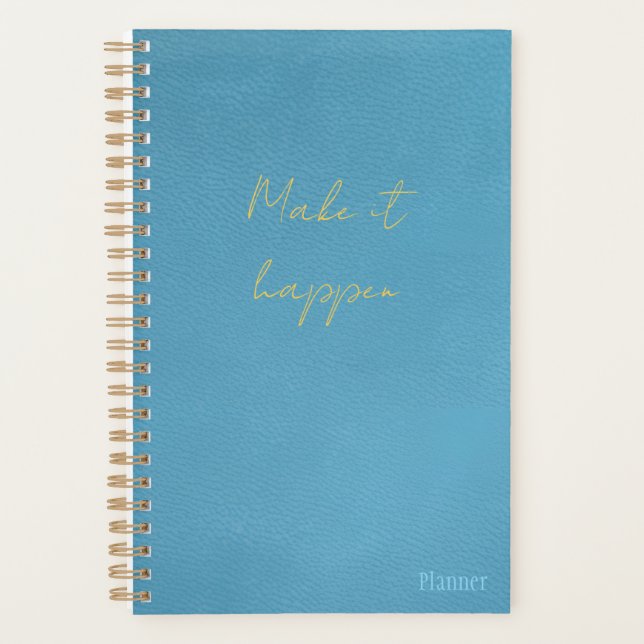 Agenda Soft Teal Vegan Leather Make It Happen Planner (Frente)