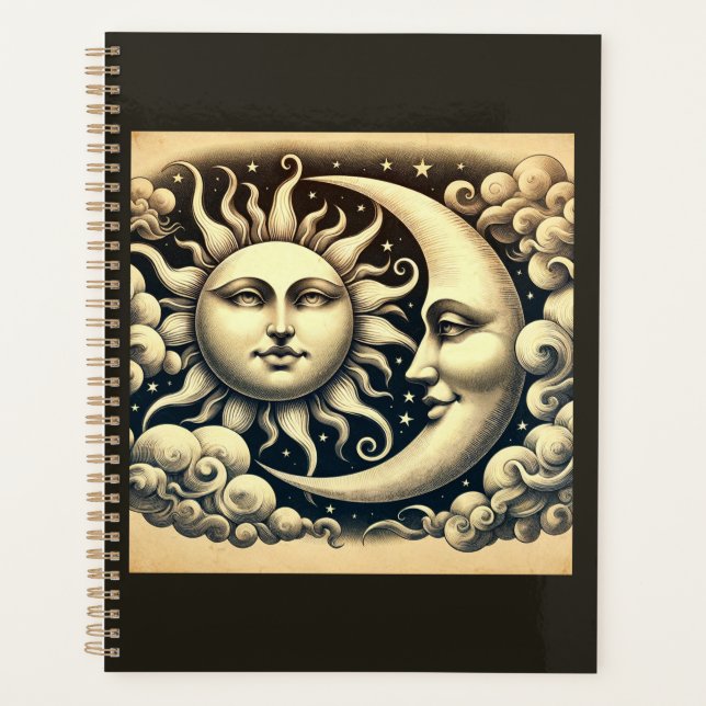 Agenda Sol & Lua Celestiais Vintage  (Frente)