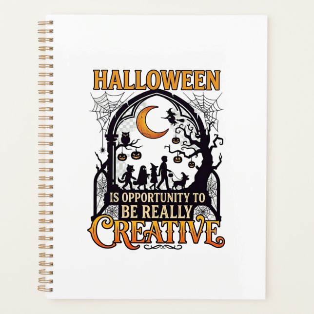 Agenda Sombra Criativa de Crianças de Halloween Lua Cresc (Frente)