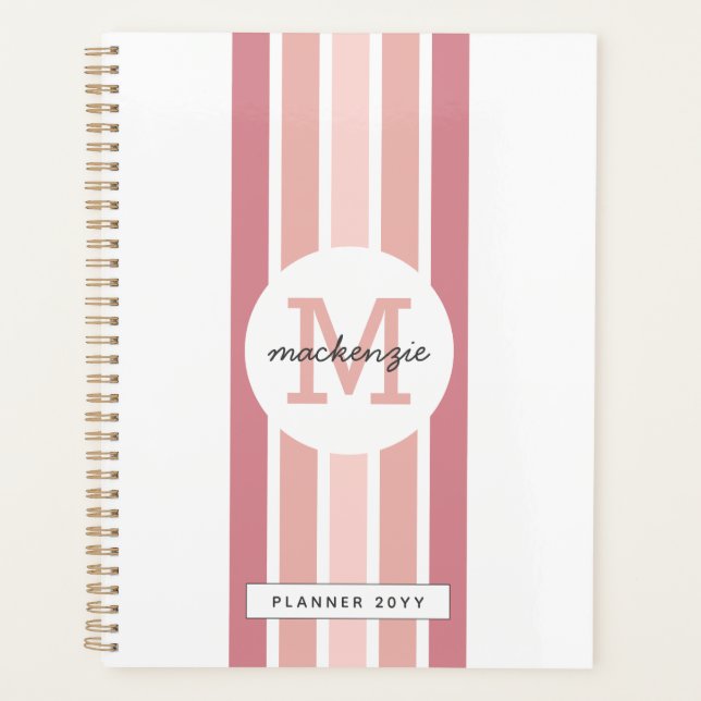 Agenda Sombras Rosa Monogramadas Personalizadas (Frente)