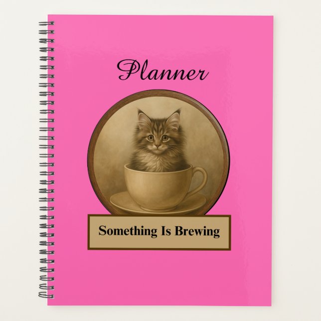 Agenda Something Is Brewing Maine Coon Planner Rosa Quent (Frente)
