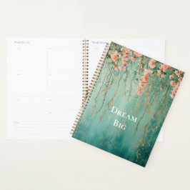 Agenda Sonho de Flores Rosa Bege Azul Romântico